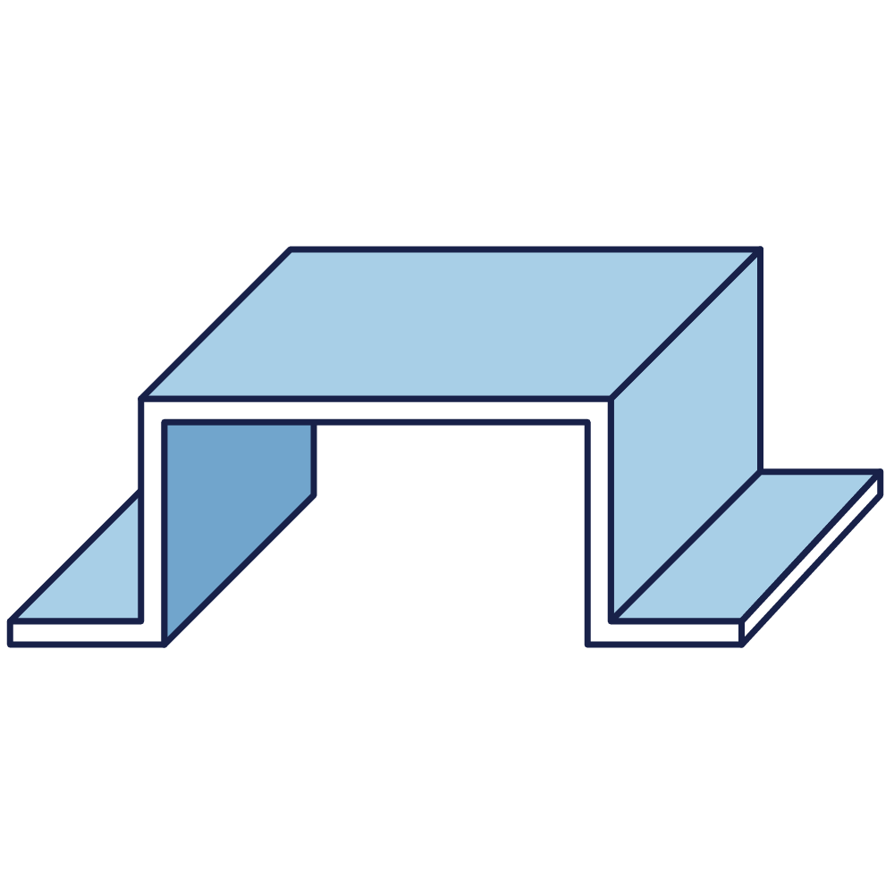 ハット曲げ（90°）